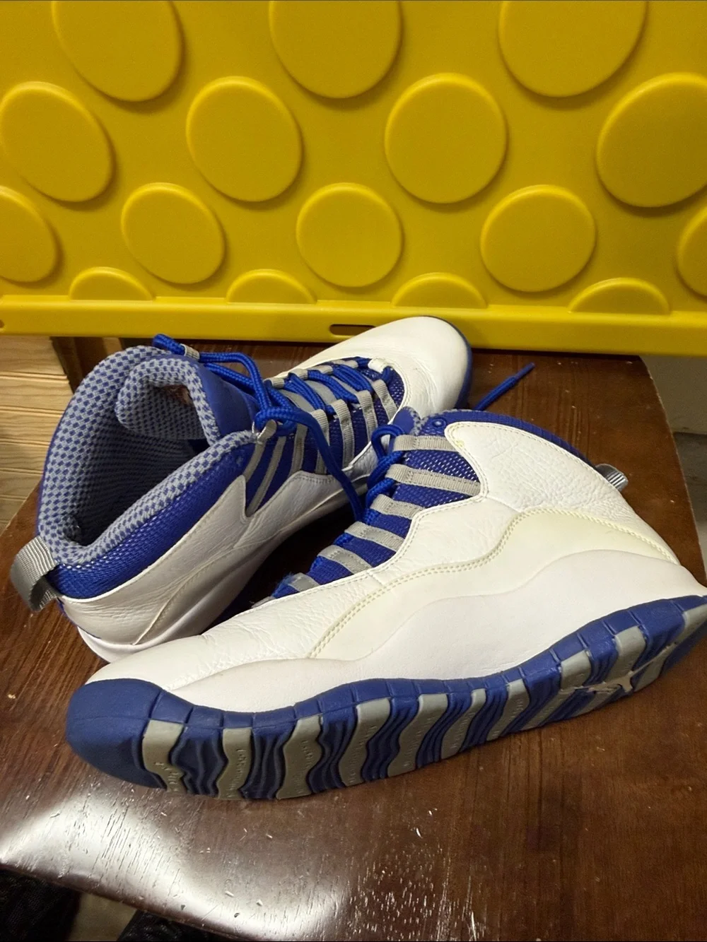 Jordan Retro White and Blue High-Top Sneakers
